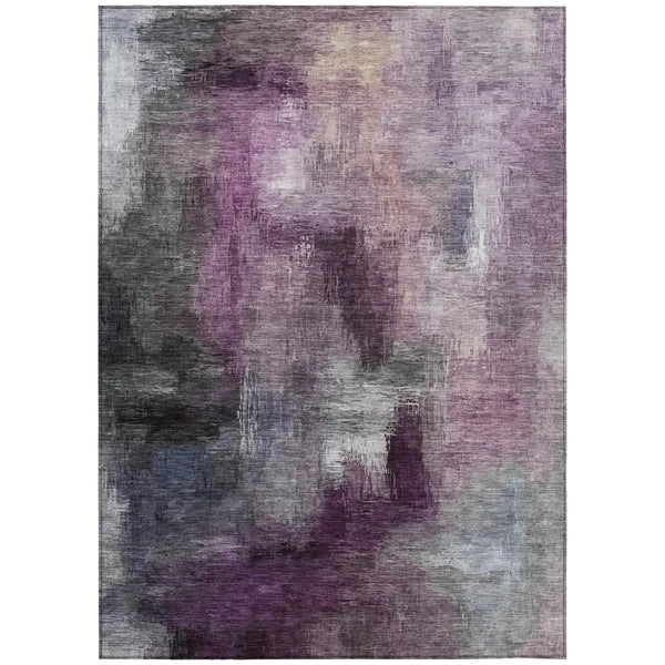 9' X 12' Eggplant And Purple Abstract Washable Indoor Outdoor Area Rug Homeroots Outdoor
