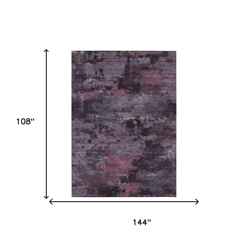 9' X 12' Eggplant And Purple Abstract Washable Indoor Outdoor Area Rug Homeroots Outdoor