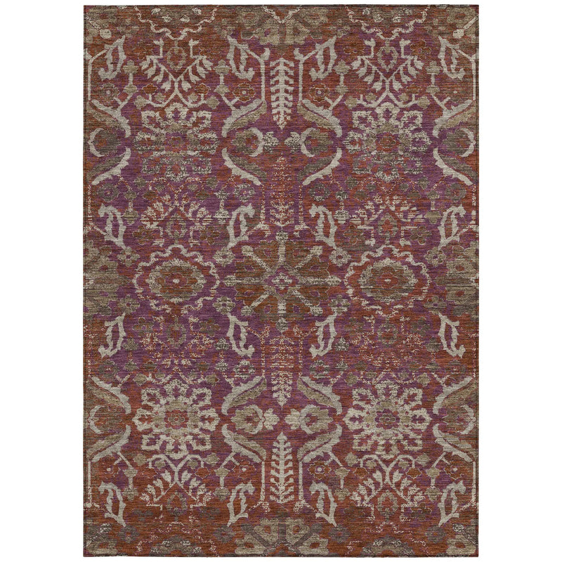 9' X 12' Eggplant And Purple Damask Washable Indoor Outdoor Area Rug Homeroots Outdoor