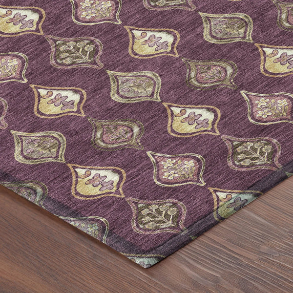 9' X 12' Eggplant And Purple Floral Washable Indoor Outdoor Area Rug Homeroots Outdoor