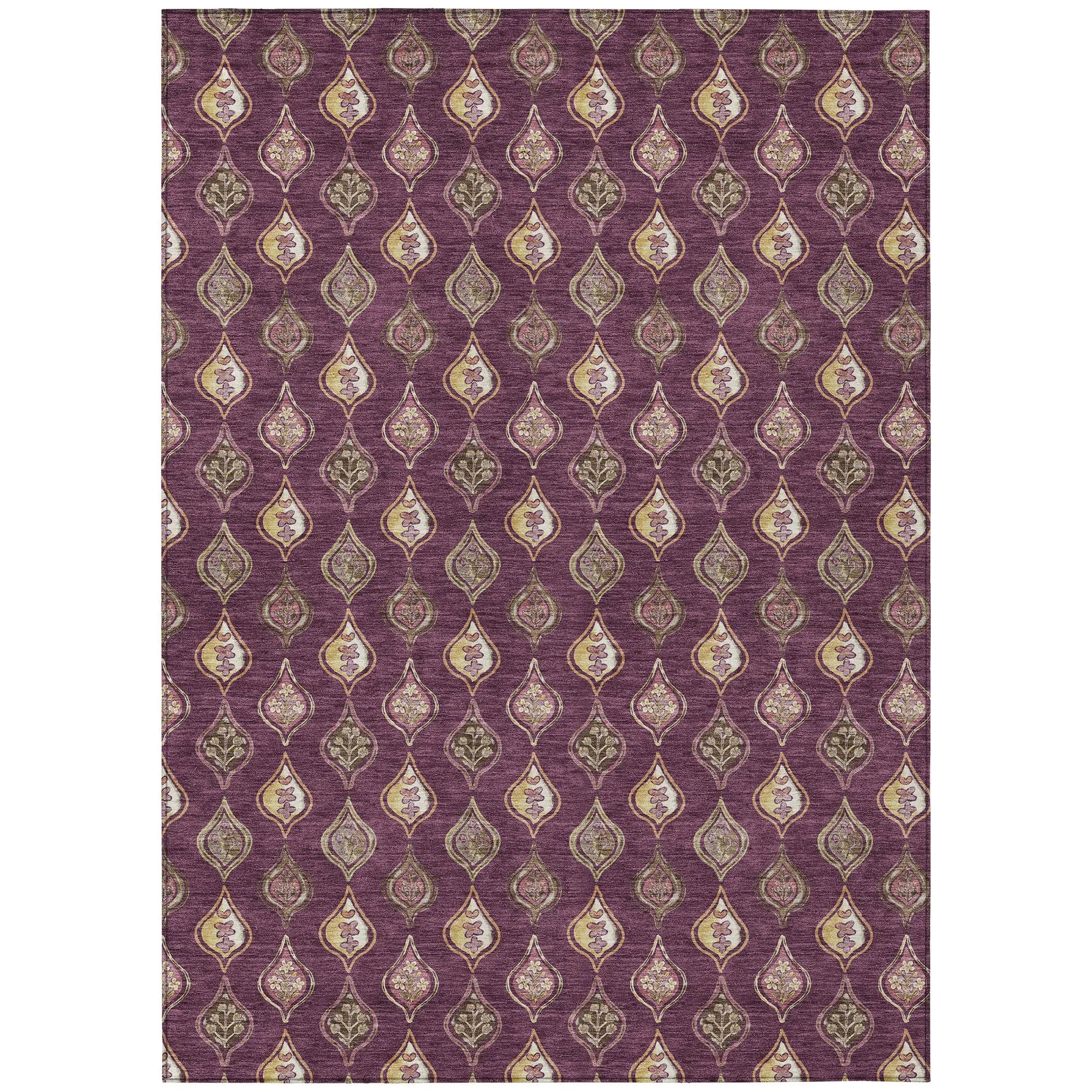 9' X 12' Eggplant And Purple Floral Washable Indoor Outdoor Area Rug Homeroots Outdoor