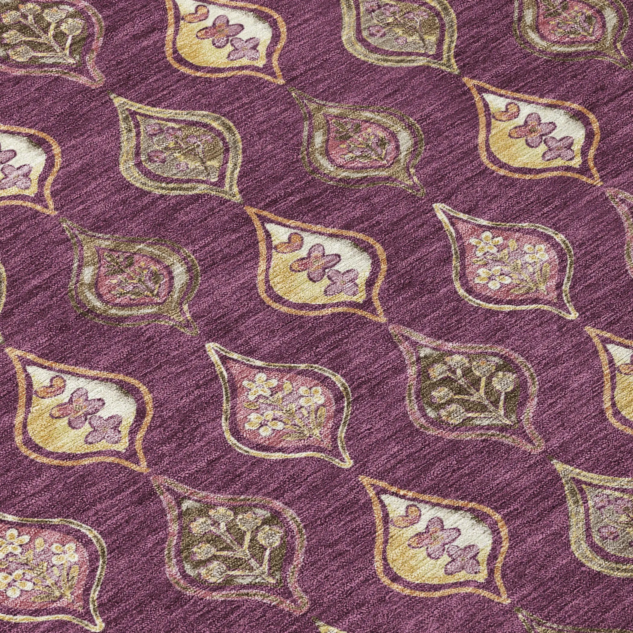 9' X 12' Eggplant And Purple Floral Washable Indoor Outdoor Area Rug Homeroots Outdoor