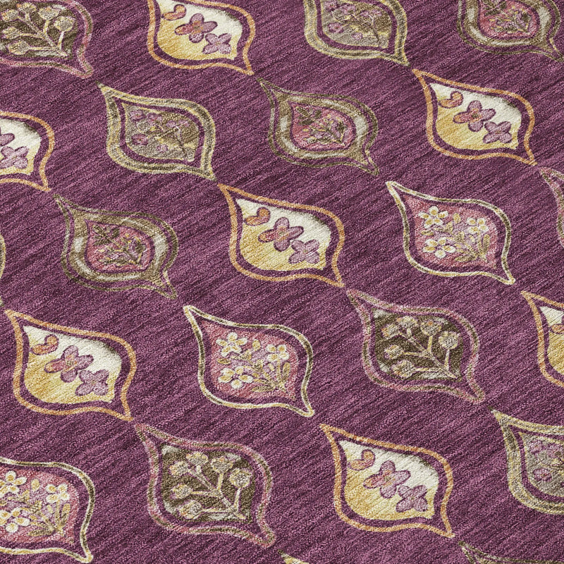 9' X 12' Eggplant And Purple Floral Washable Indoor Outdoor Area Rug Homeroots Outdoor