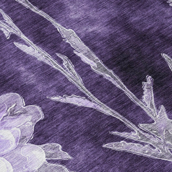 9' X 12' Eggplant And Purple Floral Washable Indoor Outdoor Area Rug Homeroots Outdoor