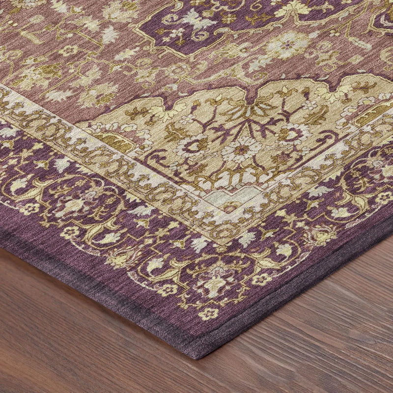 9' X 12' Eggplant And Purple Oriental Washable Indoor Outdoor Area Rug Homeroots Outdoor