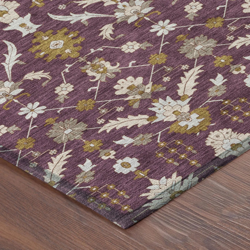 9' X 12' Eggplant And Purple Oriental Washable Indoor Outdoor Area Rug Homeroots Outdoor