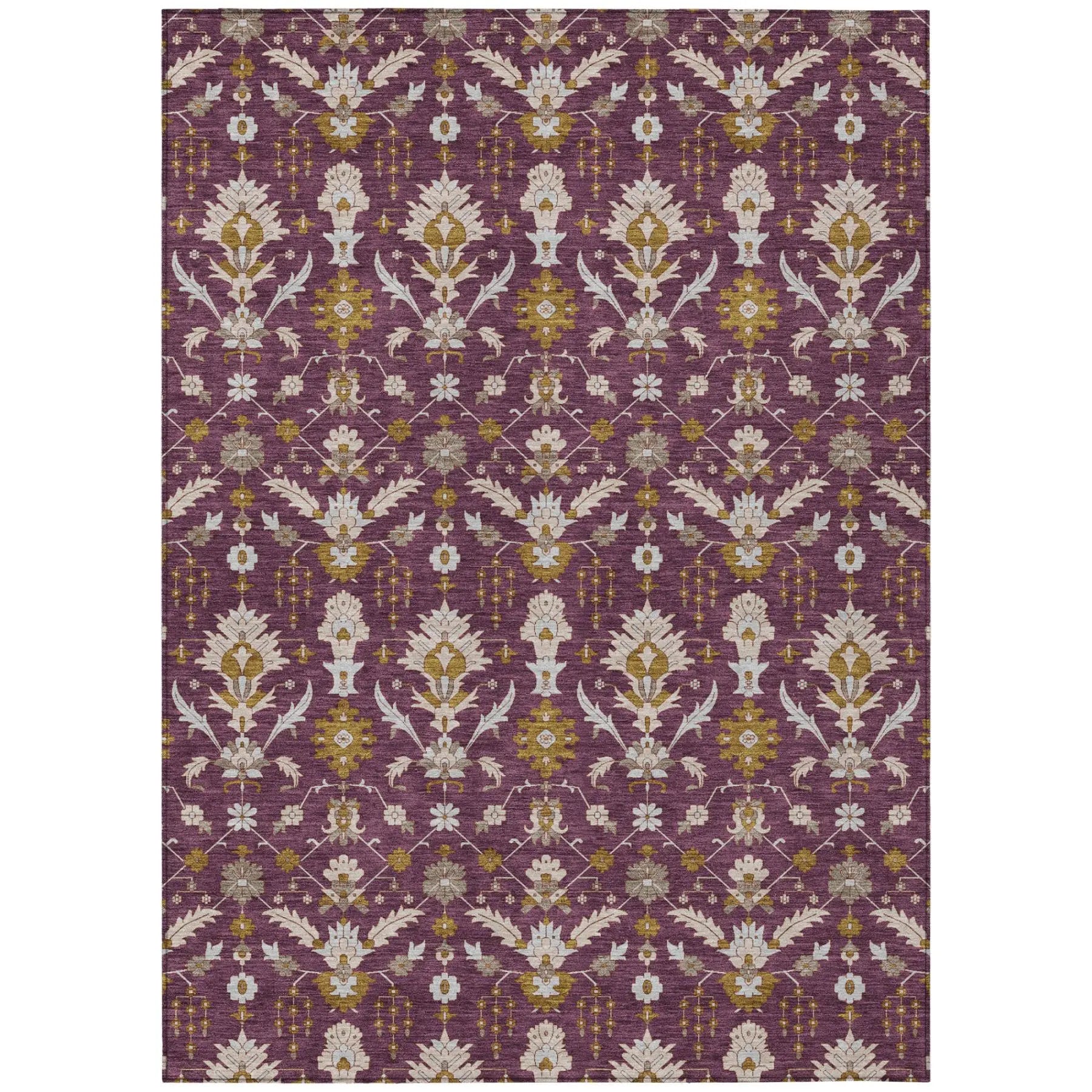 9' X 12' Eggplant And Purple Oriental Washable Indoor Outdoor Area Rug Homeroots Outdoor