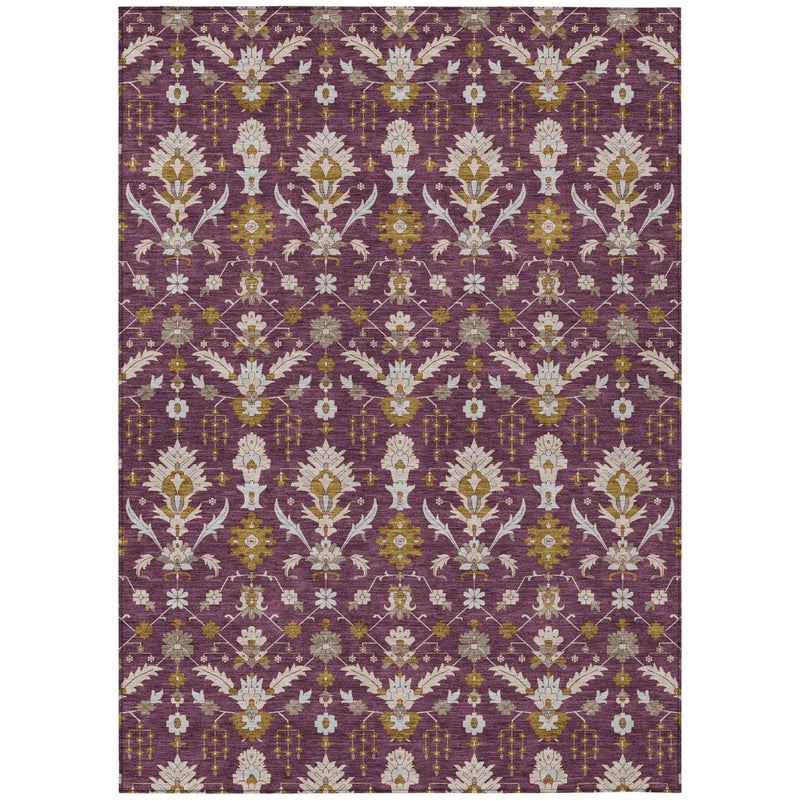 9' X 12' Eggplant And Purple Oriental Washable Indoor Outdoor Area Rug Homeroots Outdoor