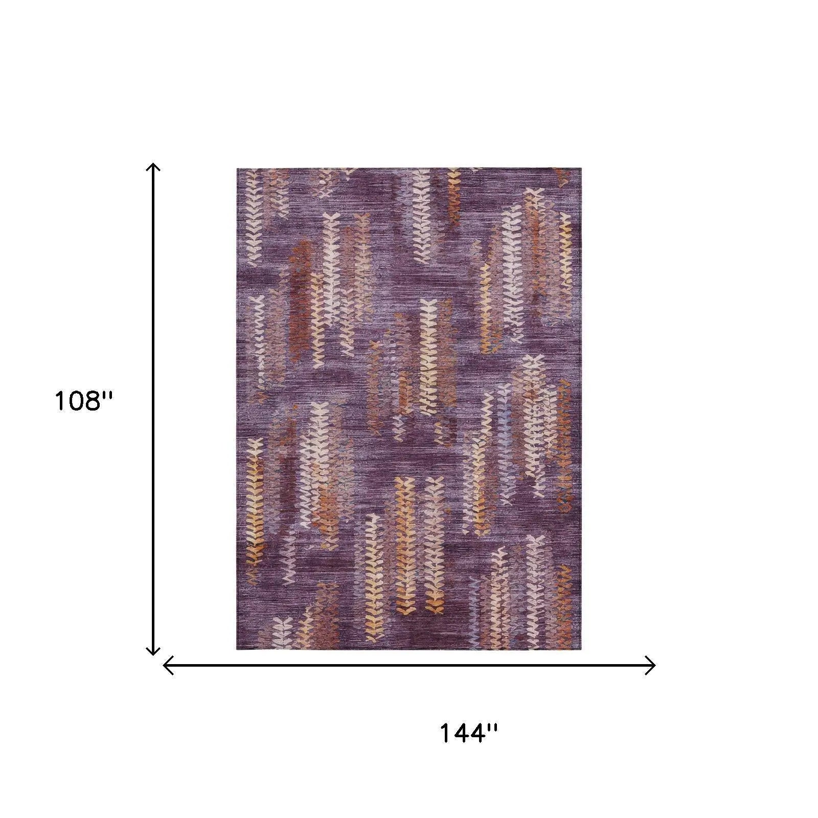 9' X 12' Eggplant And Purple Striped Washable Indoor Outdoor Area Rug Homeroots Outdoor