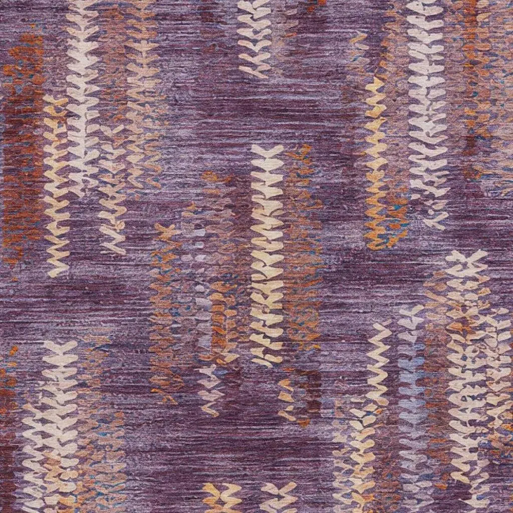 9' X 12' Eggplant And Purple Striped Washable Indoor Outdoor Area Rug Homeroots Outdoor