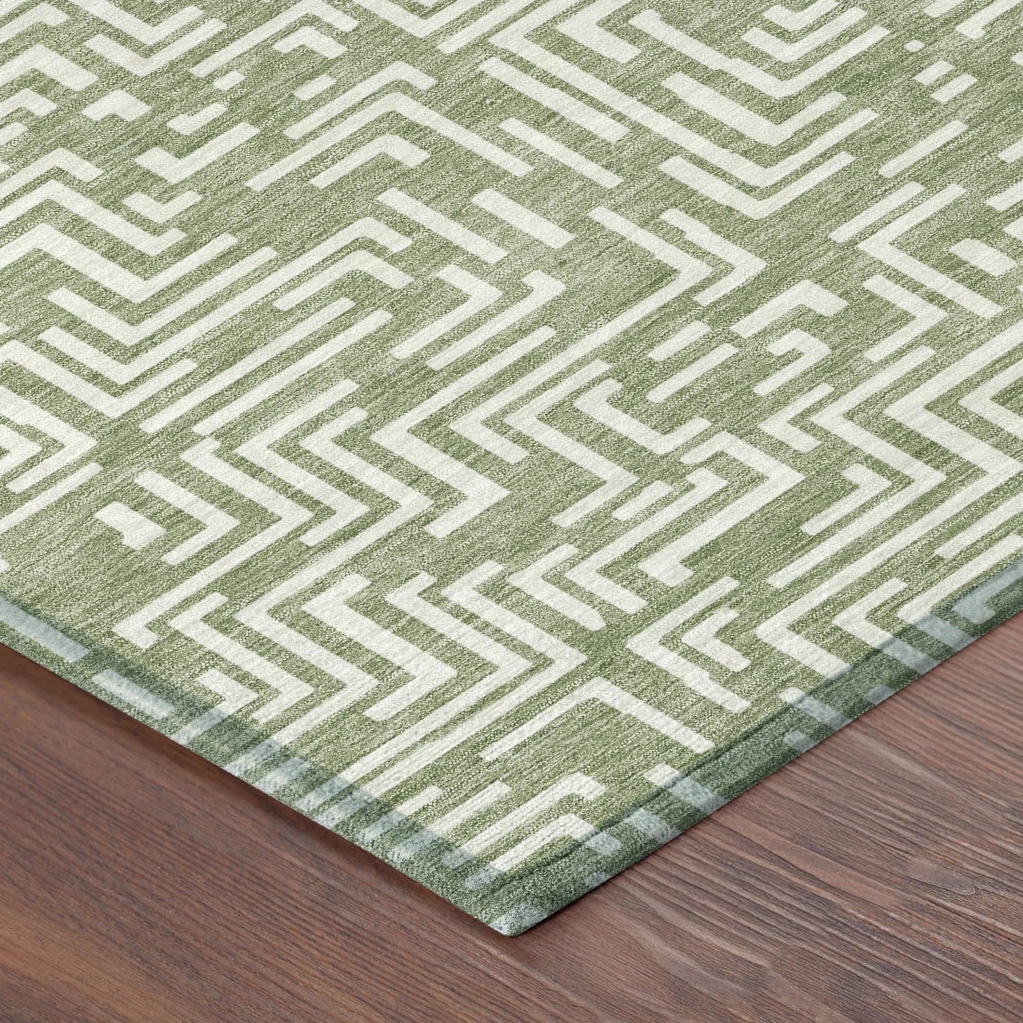 9' X 12' Fern Green And Copper Geometric Washable Indoor Outdoor Area Rug Homeroots Outdoor