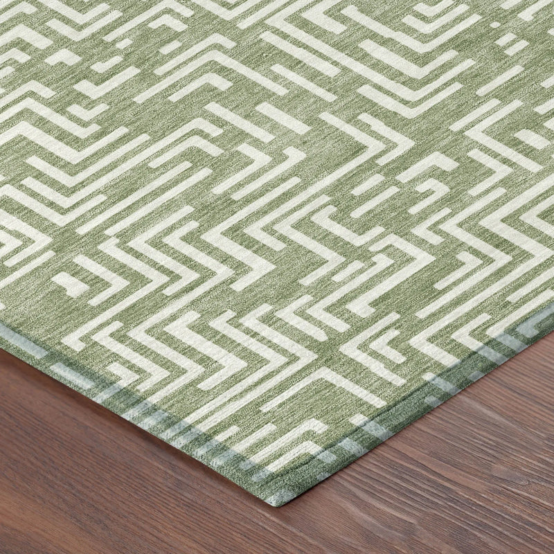 9' X 12' Fern Green And Copper Geometric Washable Indoor Outdoor Area Rug Homeroots Outdoor