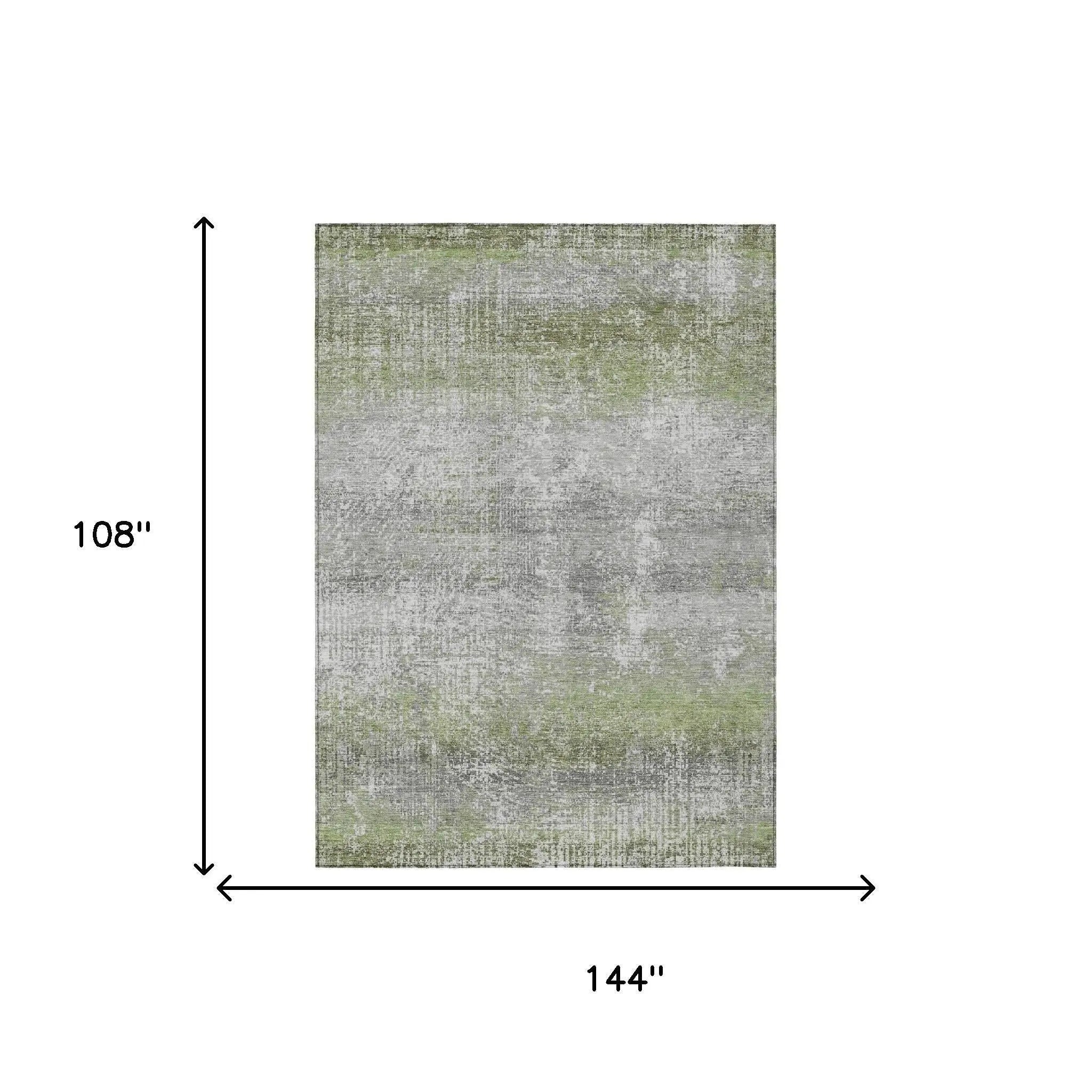 9' X 12' Fern Green And Green Abstract Washable Indoor Outdoor Area Rug Homeroots Outdoor