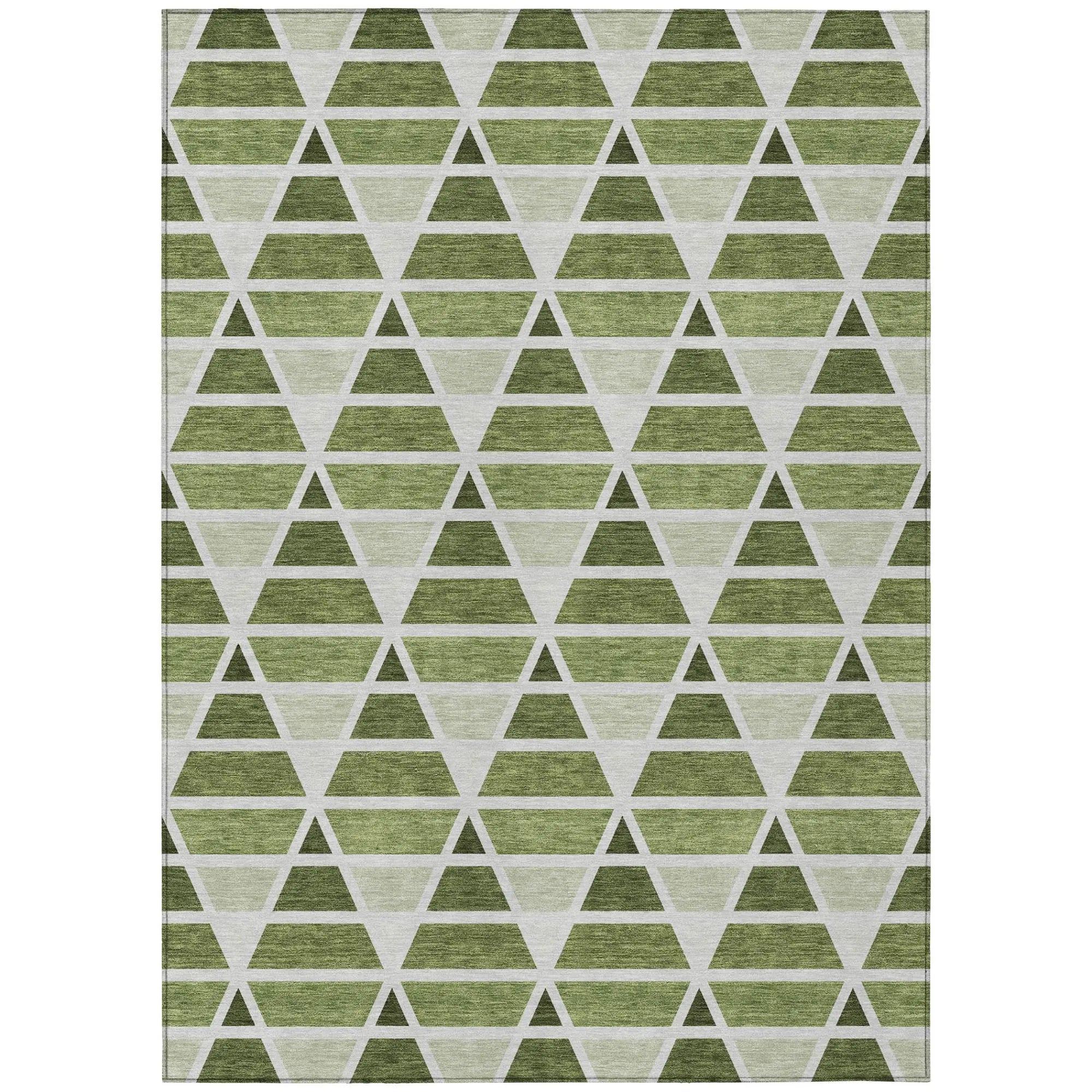 9' X 12' Fern Green And Green Geometric Washable Indoor Outdoor Area Rug Homeroots Outdoor
