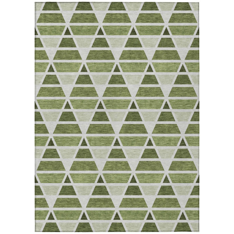 9' X 12' Fern Green And Green Geometric Washable Indoor Outdoor Area Rug Homeroots Outdoor