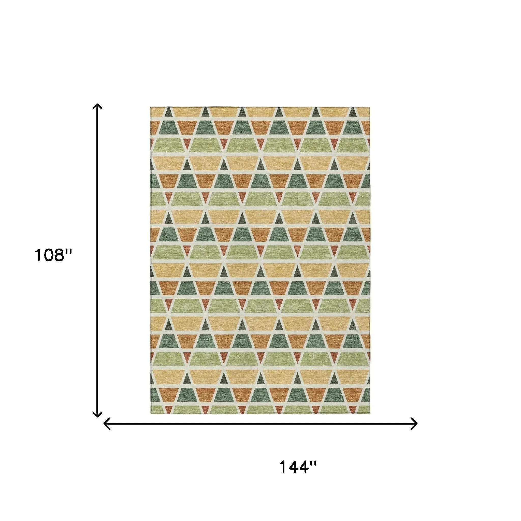 9' X 12' Fern Green And Green Geometric Washable Indoor Outdoor Area Rug Homeroots Outdoor