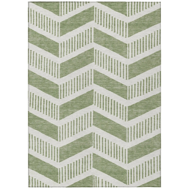9' X 12' Fern Green And Green Geometric Washable Indoor Outdoor Area Rug Homeroots Outdoor