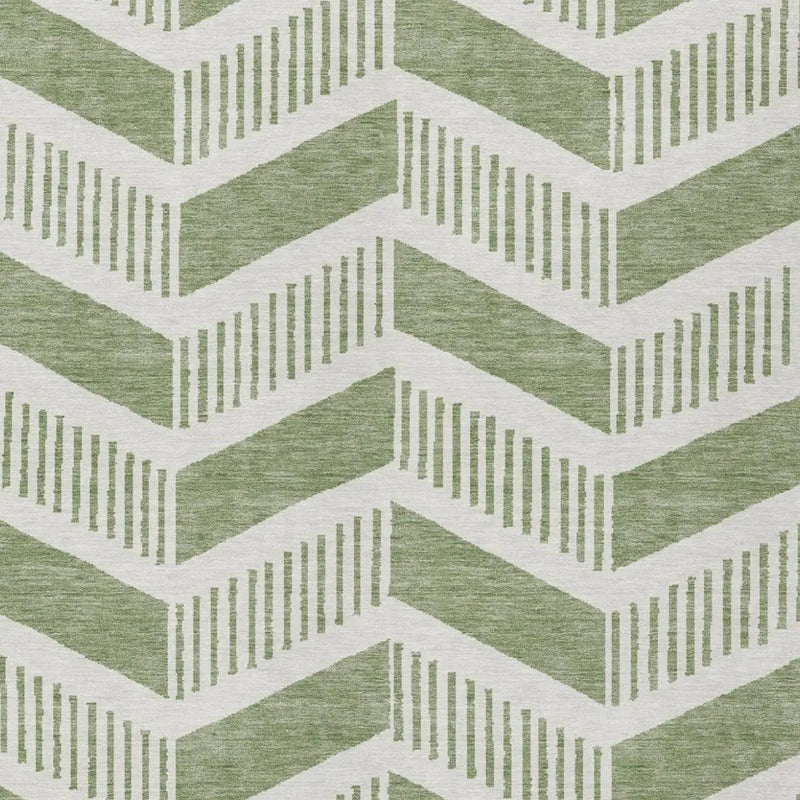 9' X 12' Fern Green And Green Geometric Washable Indoor Outdoor Area Rug Homeroots Outdoor