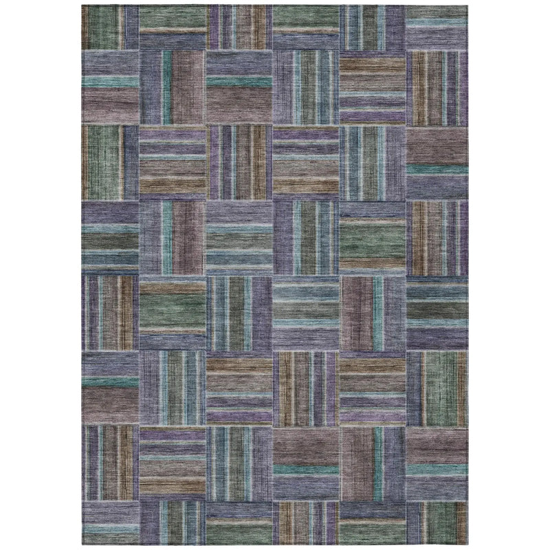 9' X 12' Fern Green And Green Geometric Washable Indoor Outdoor Area Rug Homeroots Outdoor