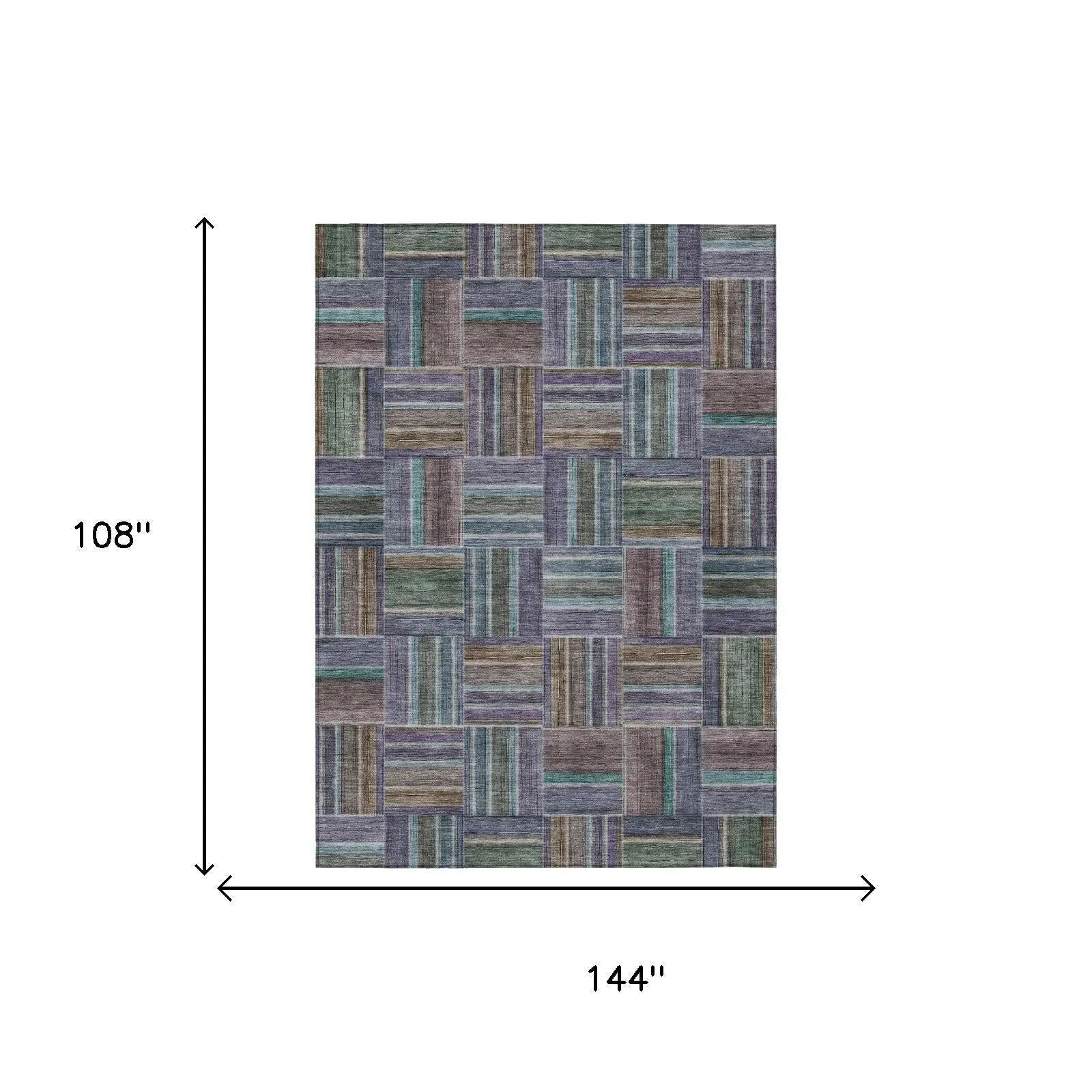 9' X 12' Fern Green And Green Geometric Washable Indoor Outdoor Area Rug Homeroots Outdoor