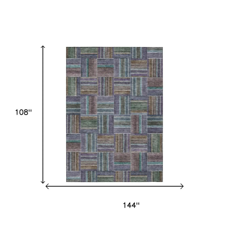 9' X 12' Fern Green And Green Geometric Washable Indoor Outdoor Area Rug Homeroots Outdoor