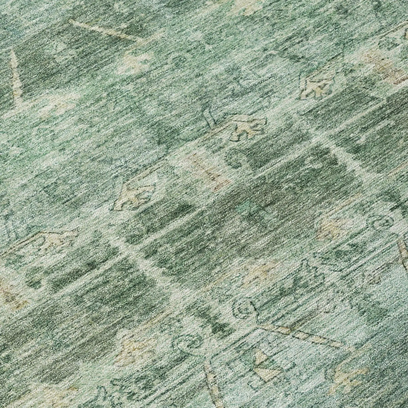 9' X 12' Fern Green And Green Tribal Washable Indoor Outdoor Area Rug Homeroots Outdoor