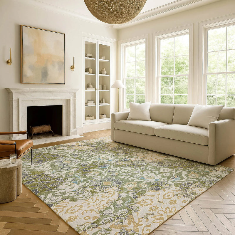 9' X 12' Fern Green And Ivory Geometric Washable Indoor Outdoor Area Rug Homeroots Outdoor