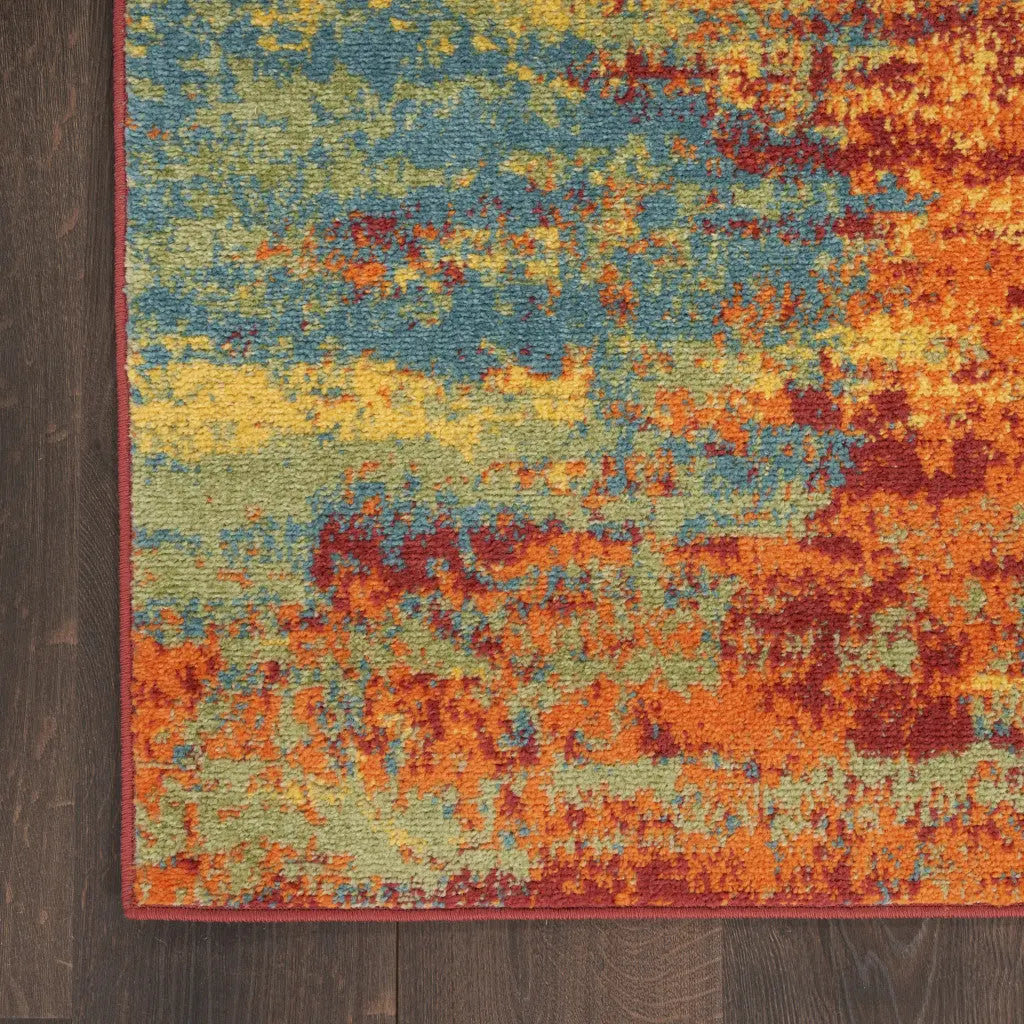 9' X 12' Flame Abstract Indoor Outdoor Area Rug Homeroots Outdoor