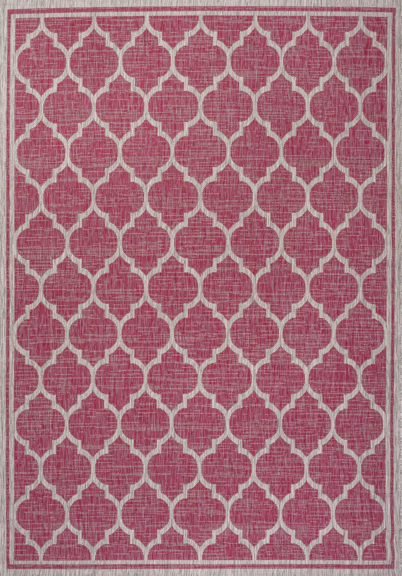9' X 12' Fuchsia And Light Gray Geometric Indoor Outdoor Area Rug Homeroots Outdoor