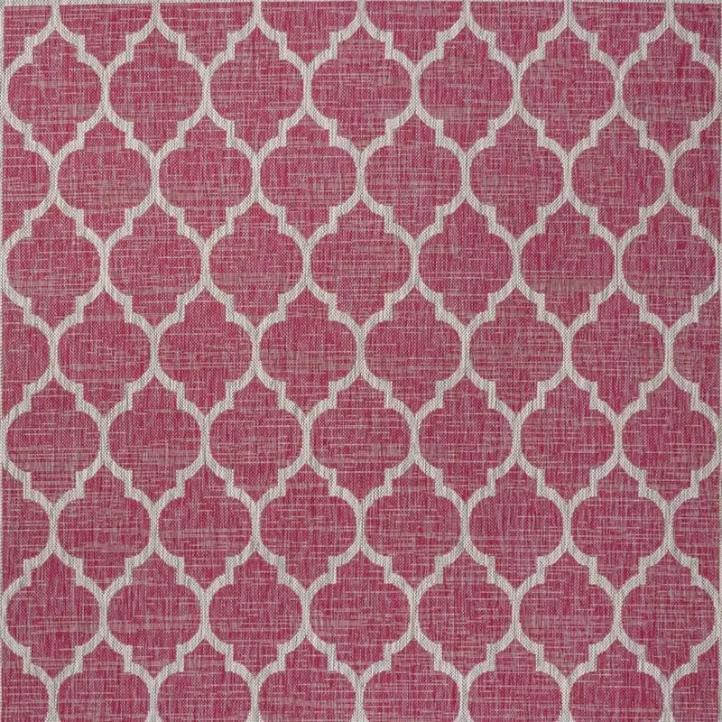 9' X 12' Fuchsia And Light Gray Geometric Indoor Outdoor Area Rug Homeroots Outdoor