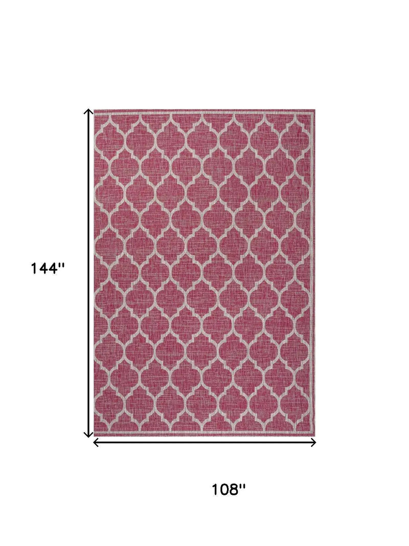 9' X 12' Fuchsia And Light Gray Geometric Indoor Outdoor Area Rug Homeroots Outdoor