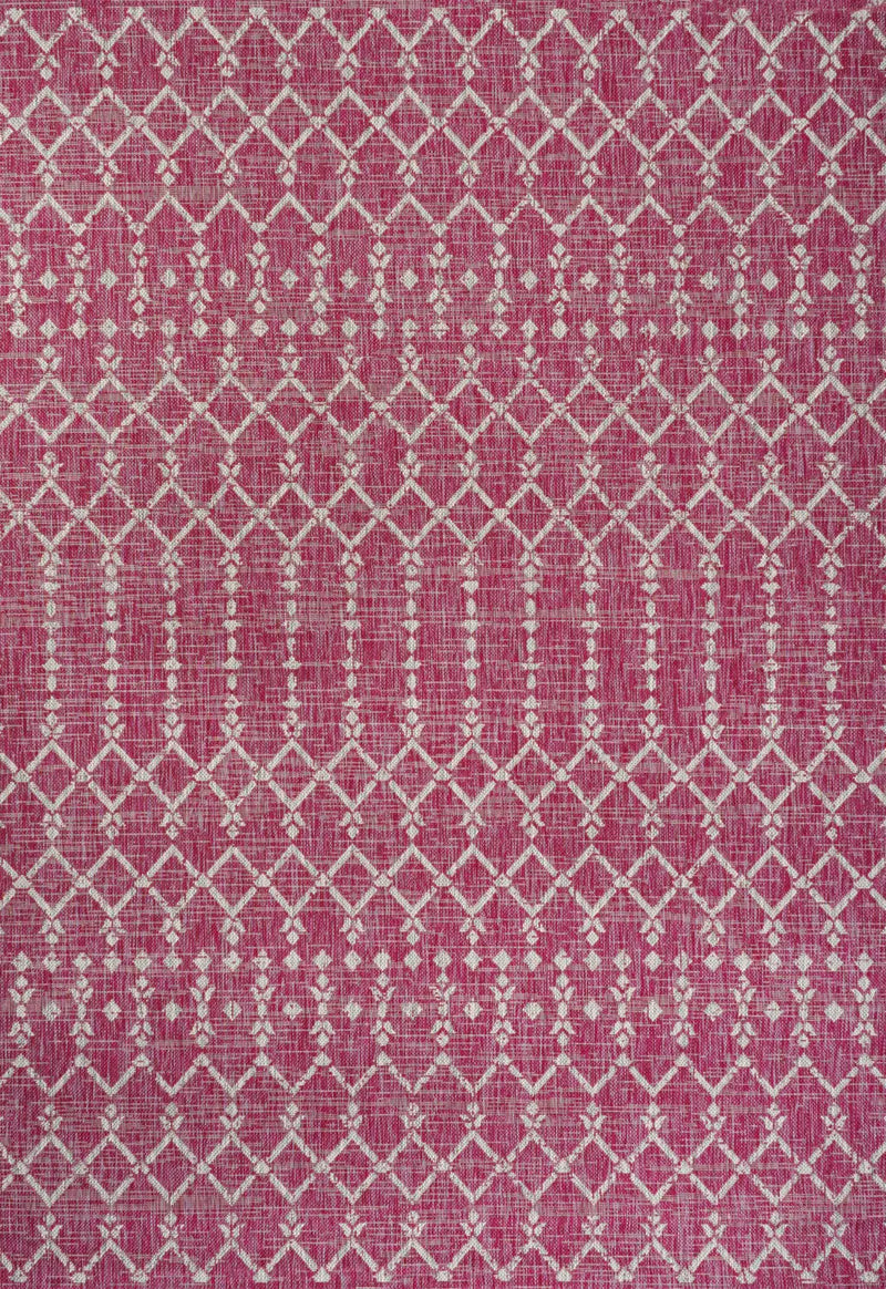 9' X 12' Fuchsia And Light Gray Trellis Indoor Outdoor Area Rug Homeroots Outdoor