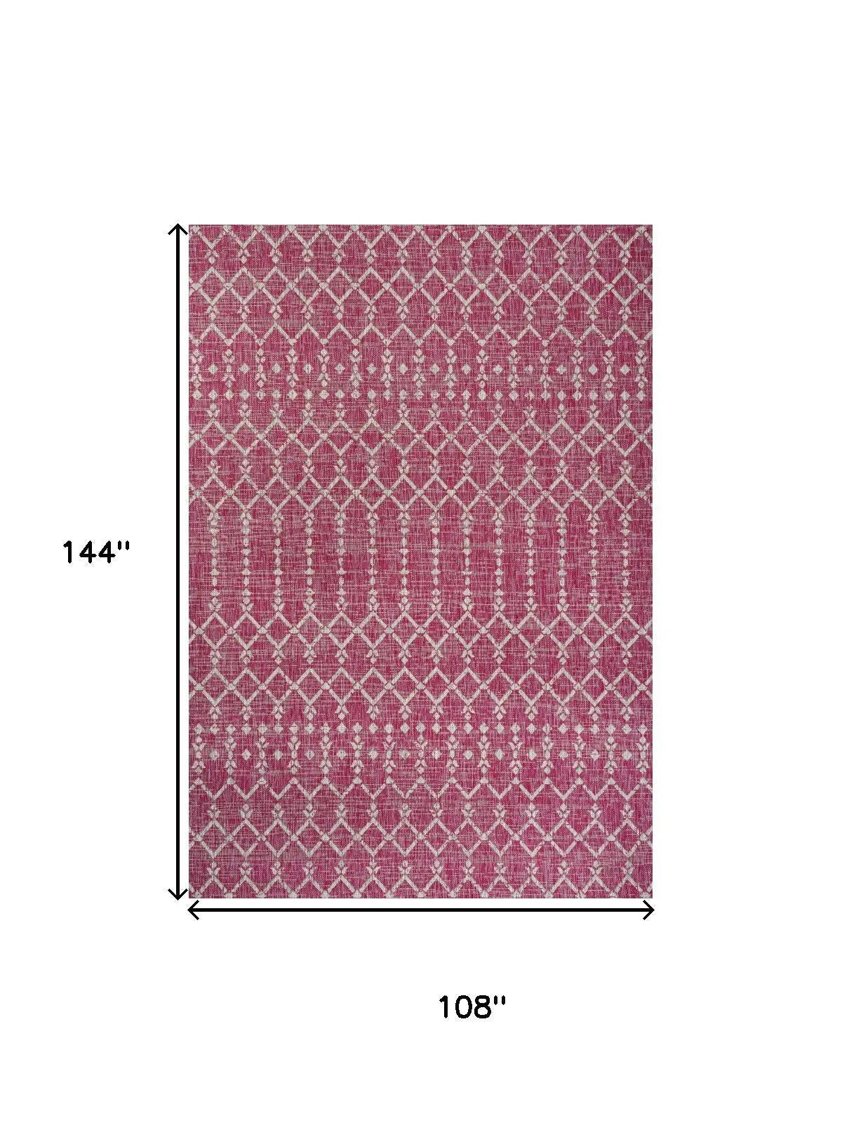 9' X 12' Fuchsia And Light Gray Trellis Indoor Outdoor Area Rug Homeroots Outdoor