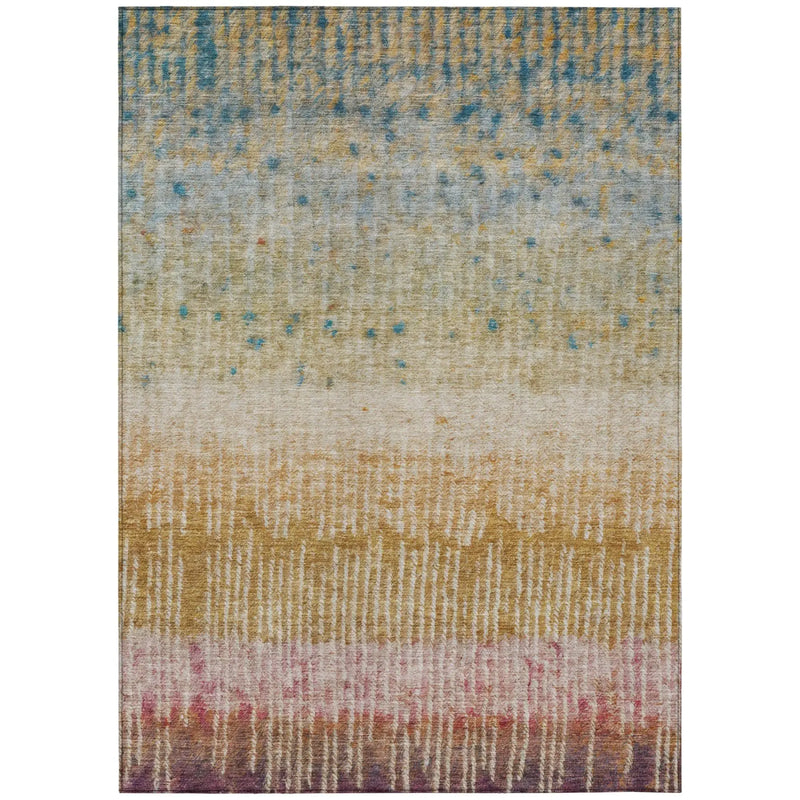 9' X 12' Gold And Beige Abstract Washable Indoor Outdoor Area Rug Homeroots Outdoor