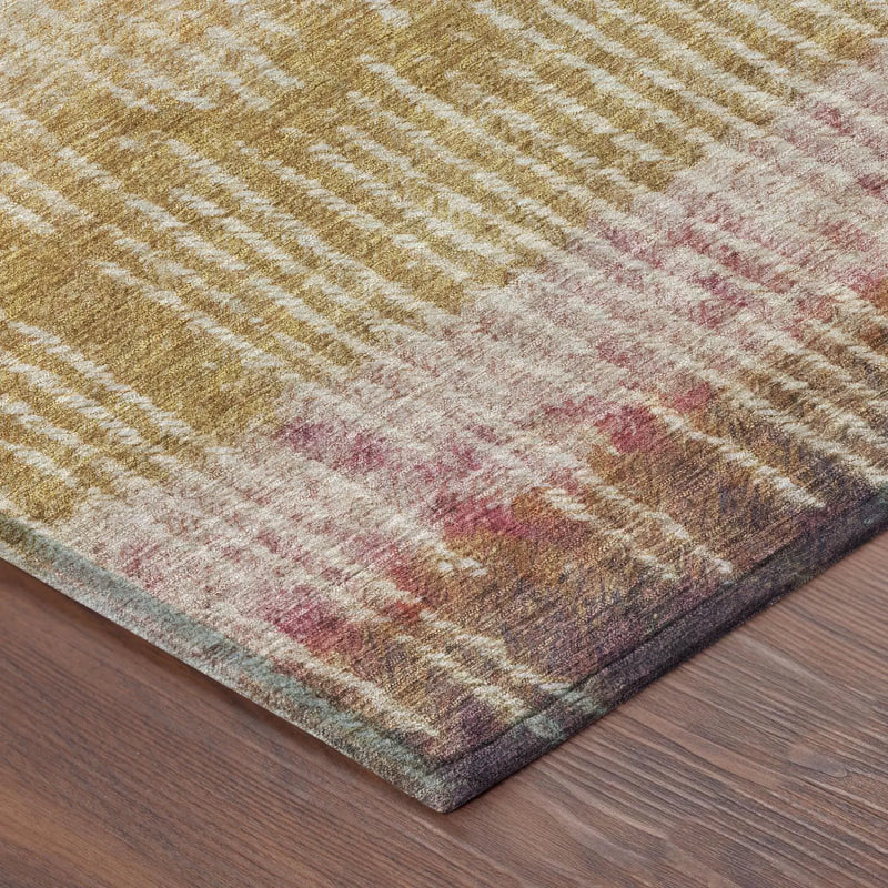 9' X 12' Gold And Beige Abstract Washable Indoor Outdoor Area Rug Homeroots Outdoor