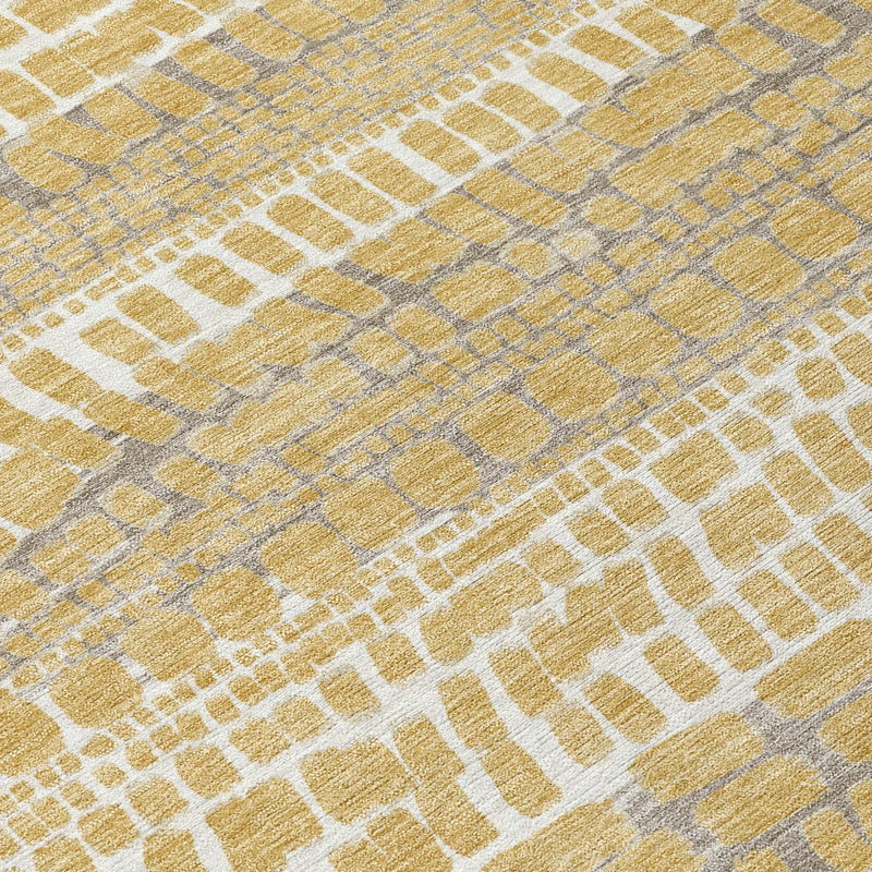 9' X 12' Gold And Beige Abstract Washable Indoor Outdoor Area Rug Homeroots Outdoor