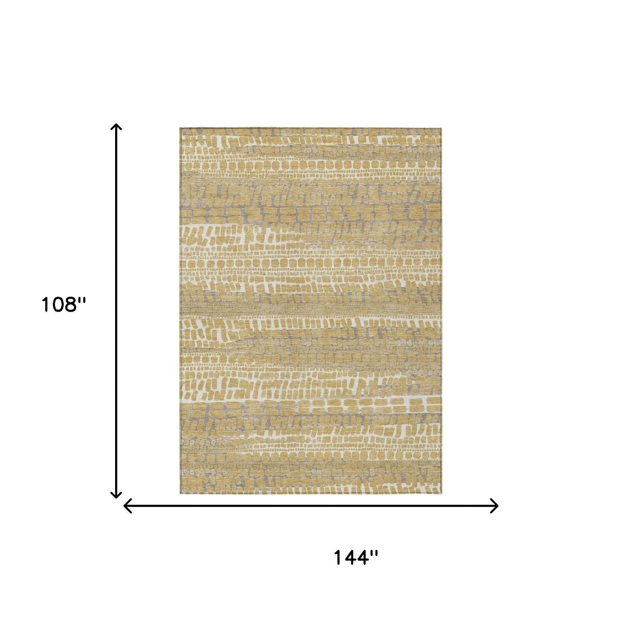 9' X 12' Gold And Beige Abstract Washable Indoor Outdoor Area Rug Homeroots Outdoor