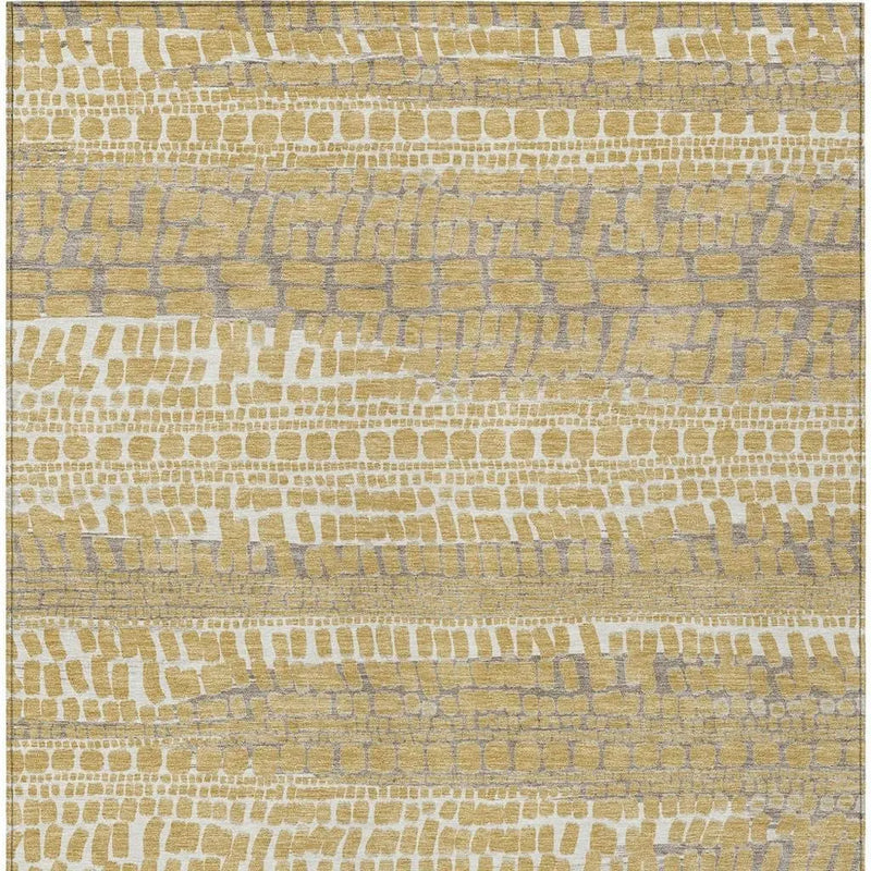 9' X 12' Gold And Beige Abstract Washable Indoor Outdoor Area Rug Homeroots Outdoor