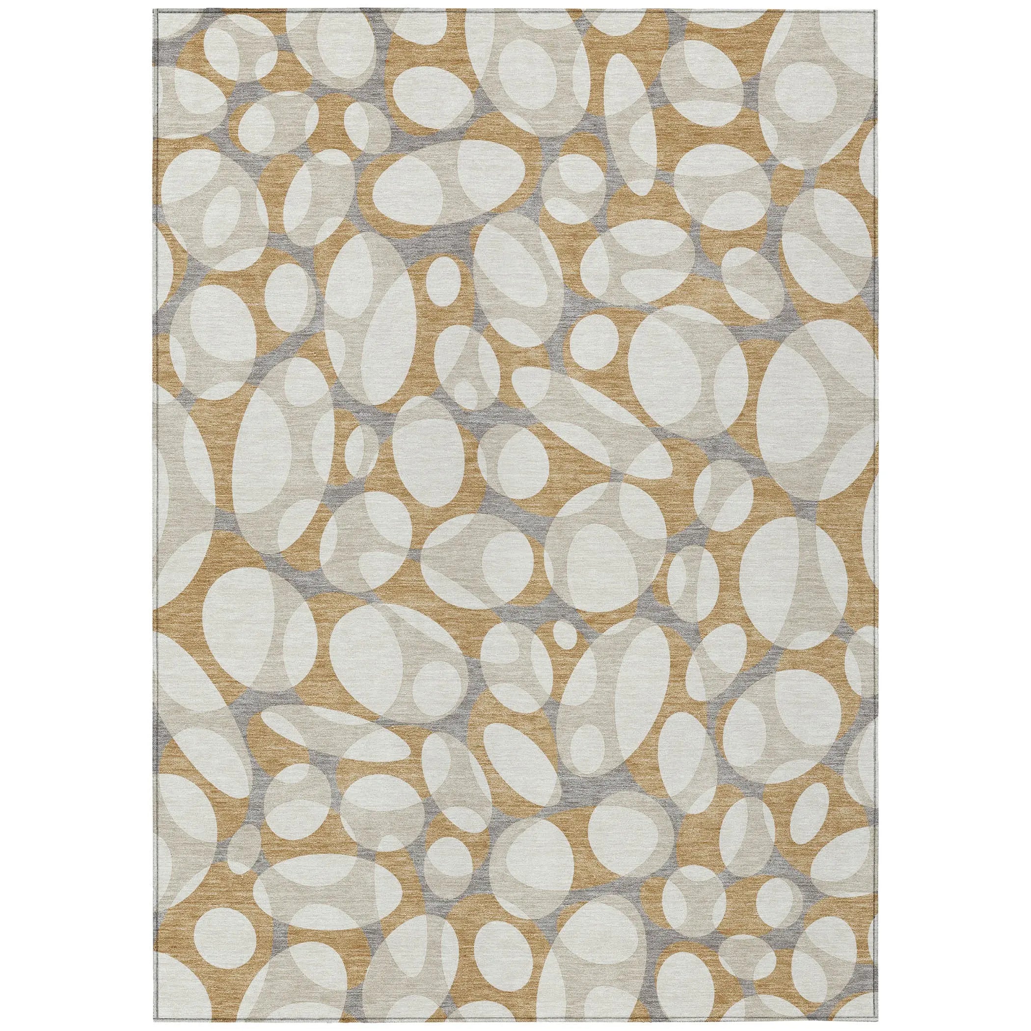 9' X 12' Gold And Beige Abstract Washable Indoor Outdoor Area Rug Homeroots Outdoor