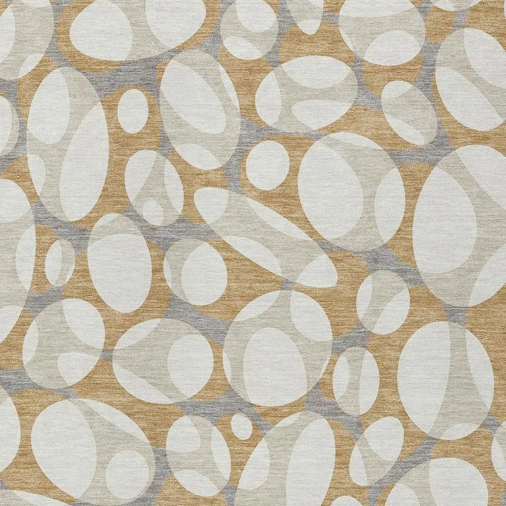 9' X 12' Gold And Beige Abstract Washable Indoor Outdoor Area Rug Homeroots Outdoor