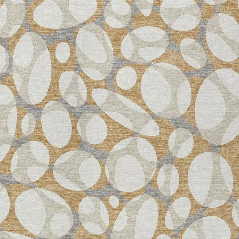 9' X 12' Gold And Beige Abstract Washable Indoor Outdoor Area Rug Homeroots Outdoor