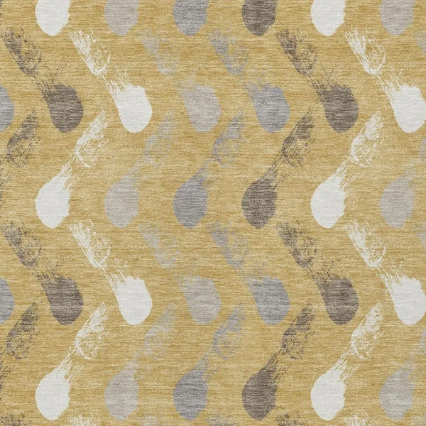9' X 12' Gold And Beige Geometric Washable Indoor Outdoor Area Rug Homeroots Outdoor