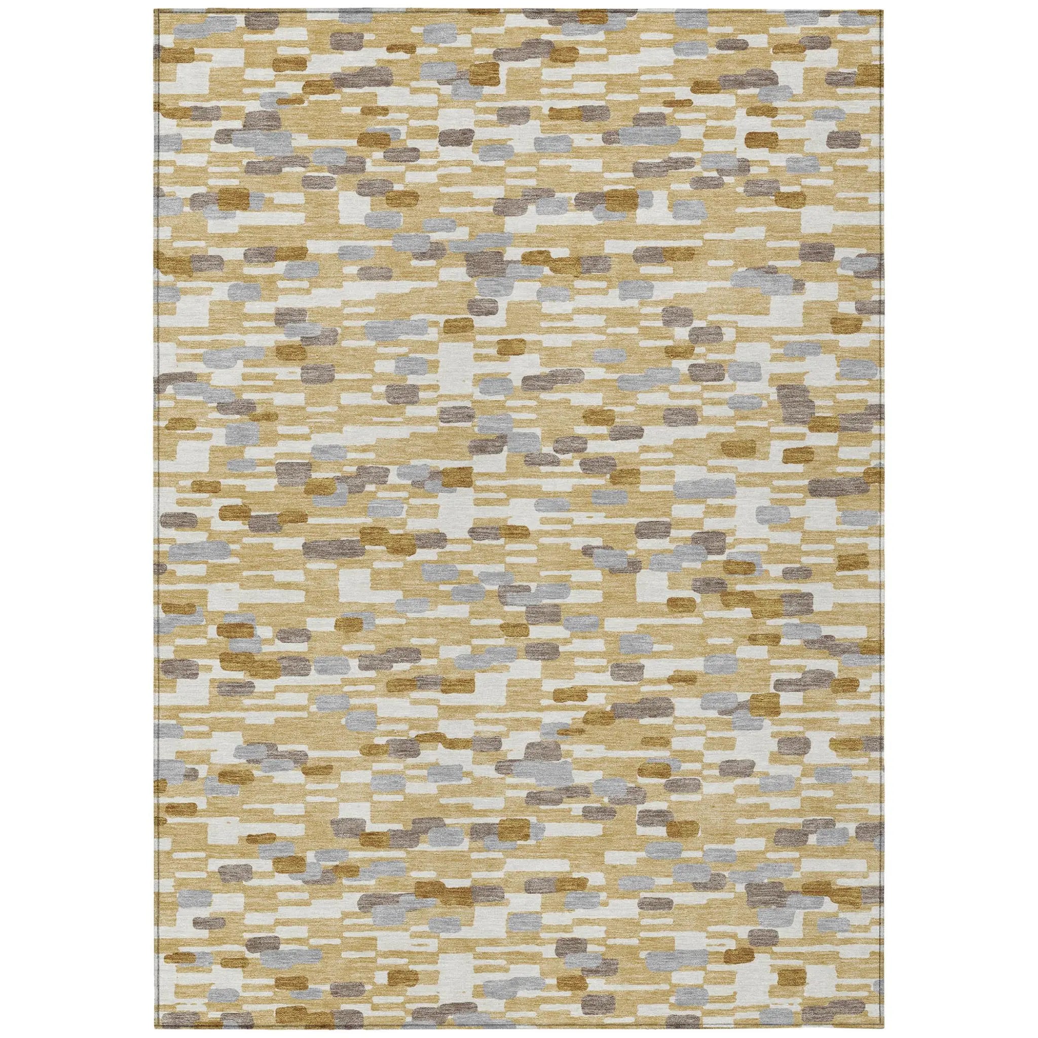 9' X 12' Gold And Beige Geometric Washable Indoor Outdoor Area Rug Homeroots Outdoor