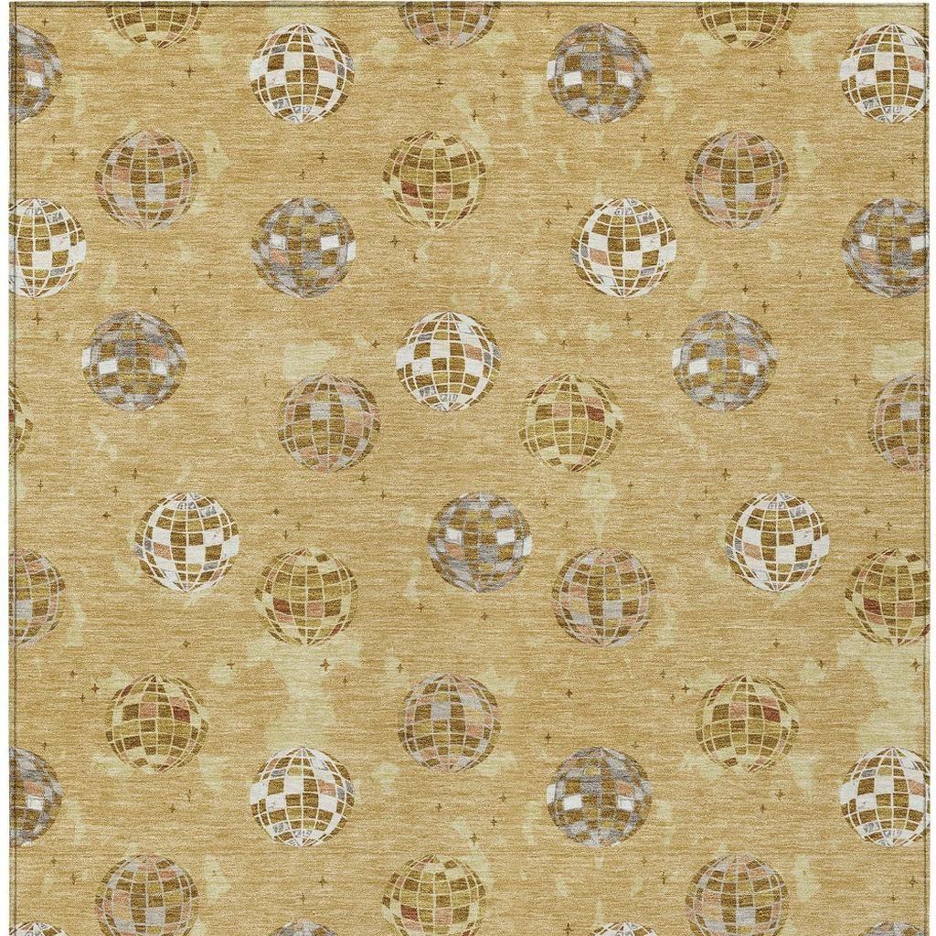 9' X 12' Gold And Blue Geometric Washable Indoor Outdoor Area Rug Homeroots Outdoor