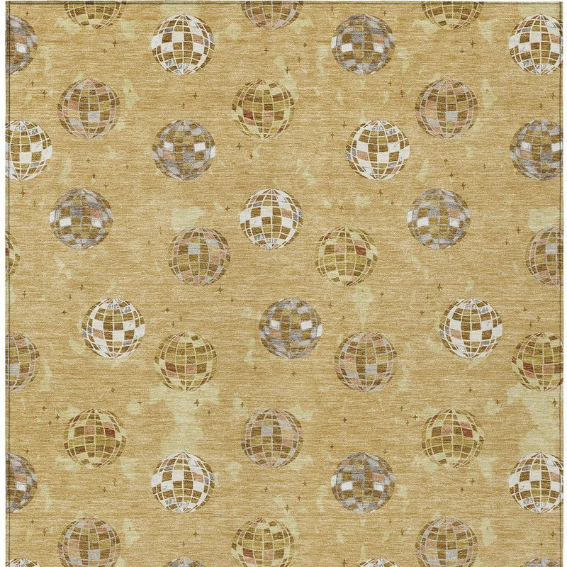 9' X 12' Gold And Blue Geometric Washable Indoor Outdoor Area Rug Homeroots Outdoor