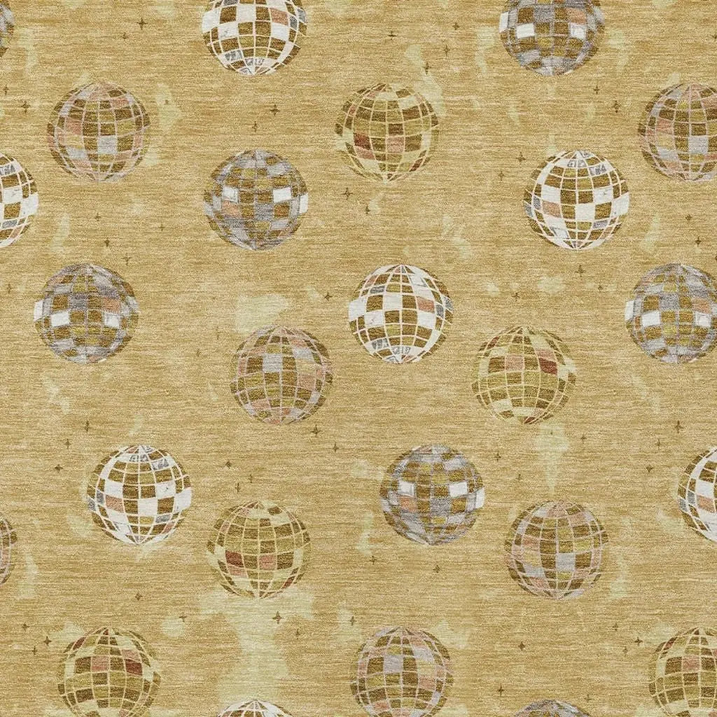 9' X 12' Gold And Blue Geometric Washable Indoor Outdoor Area Rug Homeroots Outdoor