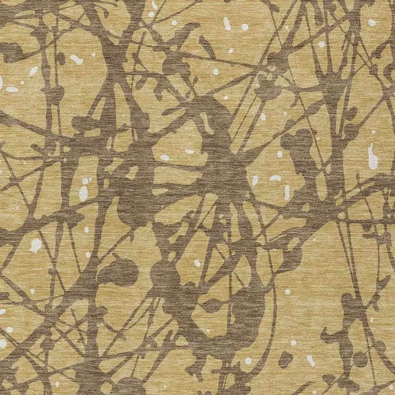9' X 12' Gold And Brown Abstract Washable Indoor Outdoor Area Rug Homeroots Outdoor