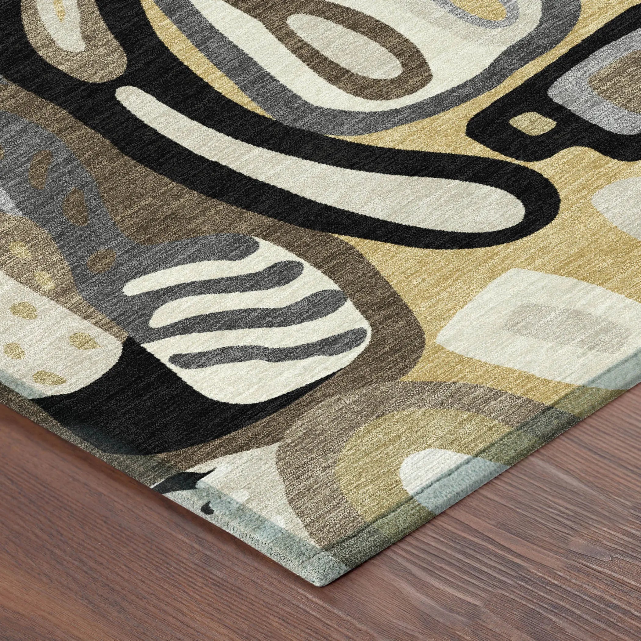 9' X 12' Gold And Brown Abstract Washable Indoor Outdoor Area Rug Homeroots Outdoor