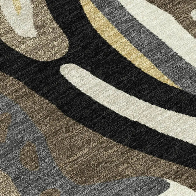 9' X 12' Gold And Brown Abstract Washable Indoor Outdoor Area Rug Homeroots Outdoor