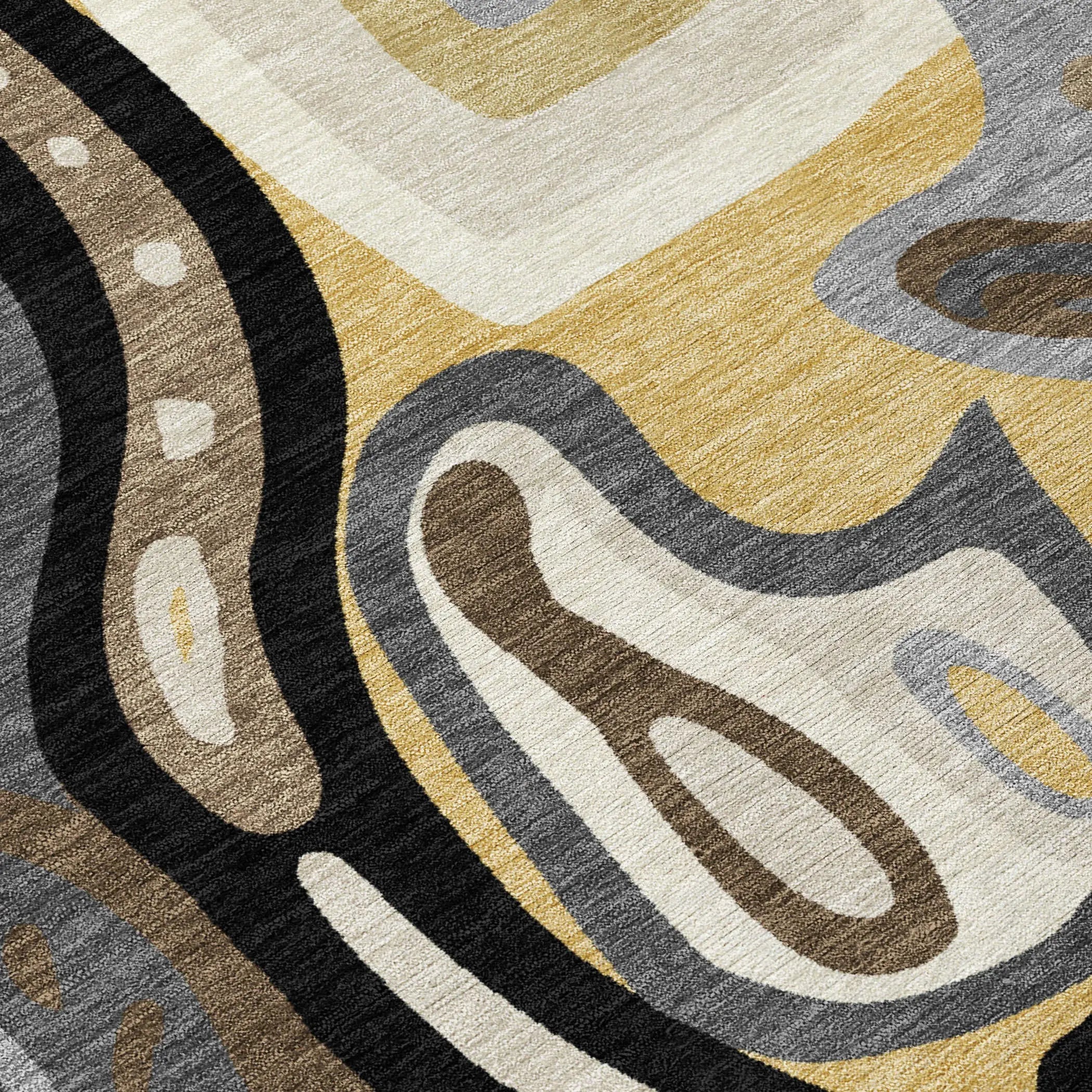 9' X 12' Gold And Brown Abstract Washable Indoor Outdoor Area Rug Homeroots Outdoor